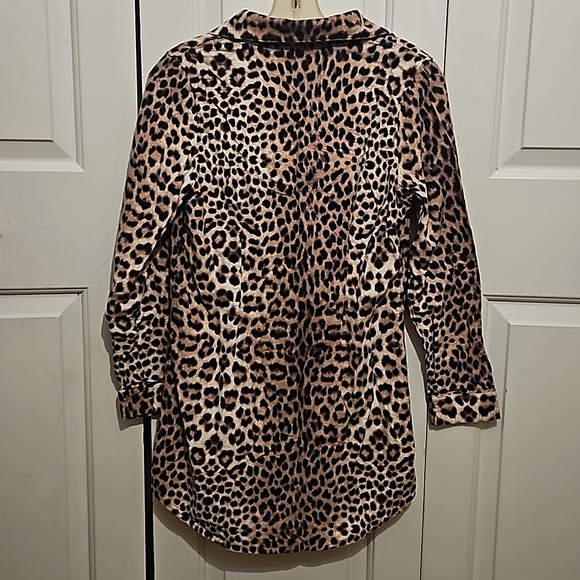 Betsey Johnson Leopard Print Flannel PJ Shirt/ S - Picture 4 of 7